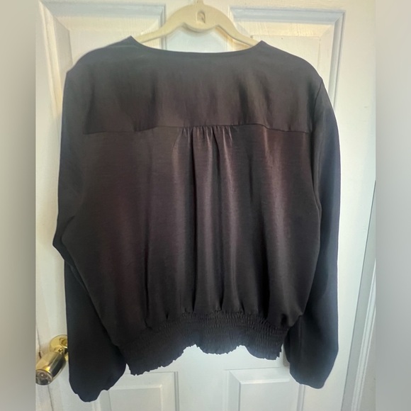 Nine West Black Wrap Blouse Relaxed Fit - Picture 2 of 3